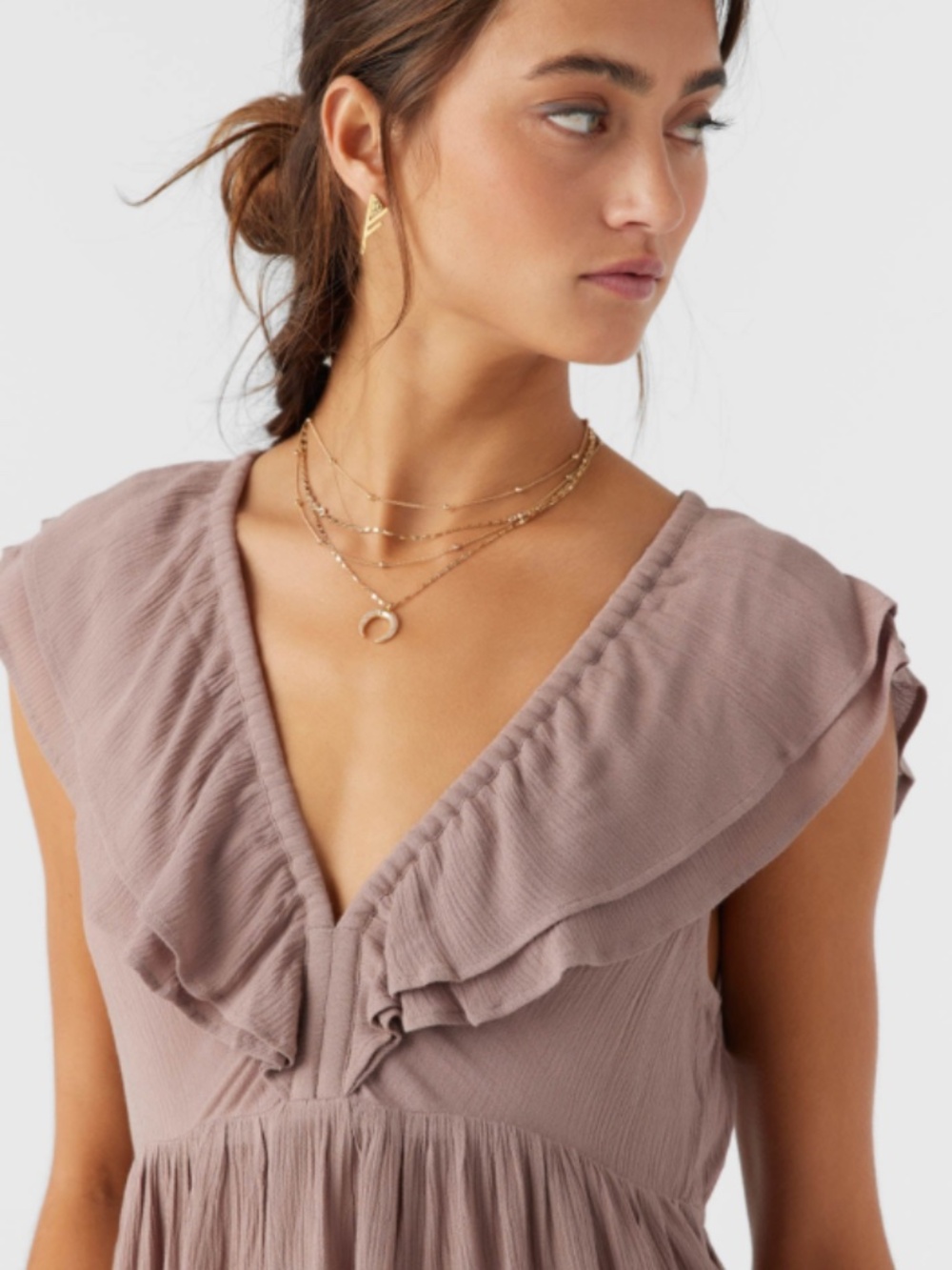 O'NEILL DEJI SOLID FLUTTER SLEEVE TOP NWT Green (not taupe)